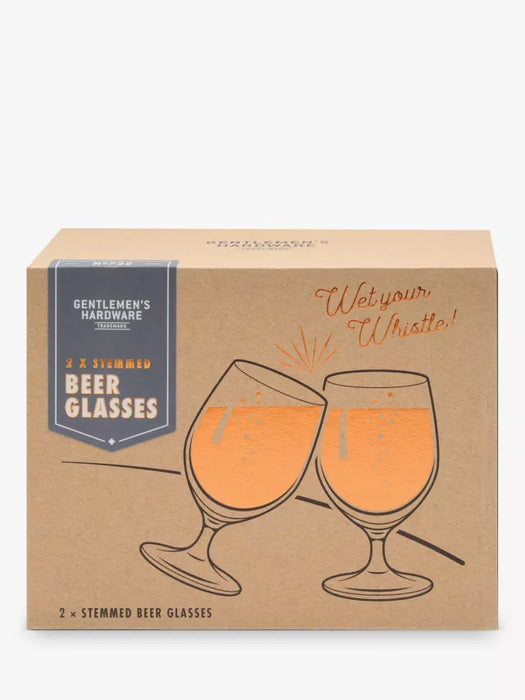 Stemmed Beer Glasses - Set of 2 - Clear