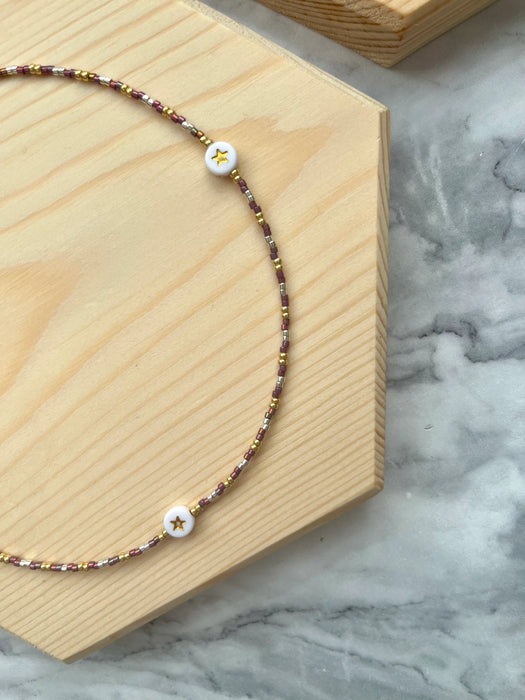 Lee:Lie Berry Shimmer Seed Bead Necklace