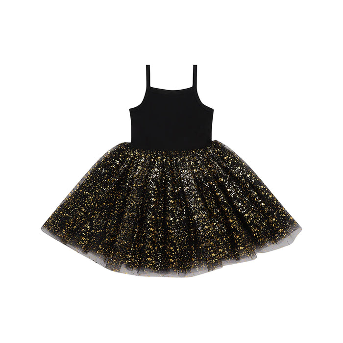 Bob & Blossom:  Black & Gold Sparkle Dress