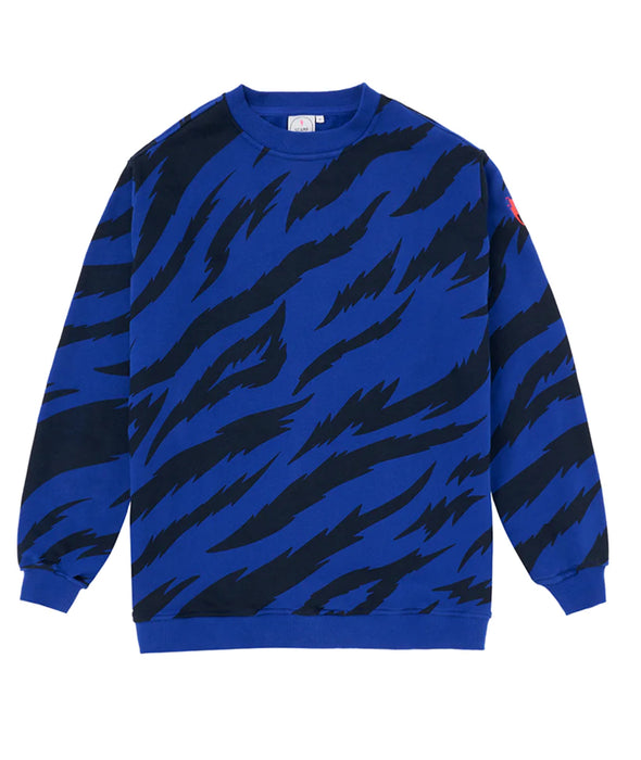 Scamp & Dude: Blue with Black Graphic Tiger Oversized Sweatshirt - Adult