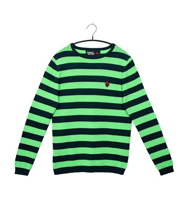 Striped wool intarsia sales sweater with appliques