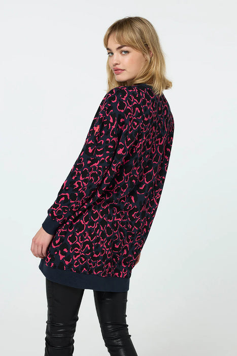 Scamp & Dude: Navy with Black and Pink Shadow Leopard Oversized Tunic