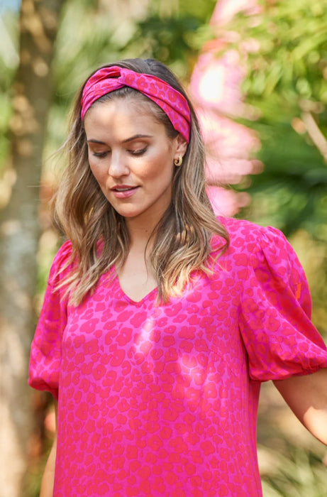 Scamp & Dude: Magenta with Hot Pink Floral Leopard Headband
