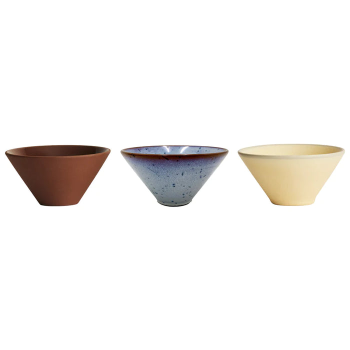 OYOY: Yuka Bowl Pack of 3 - Dark Terracotta/Butter/Reactive Space