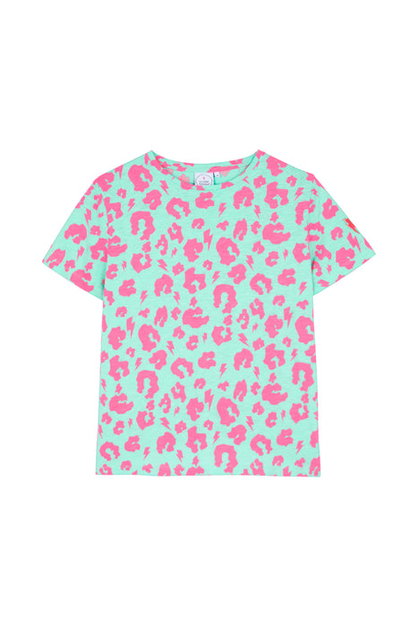 Scamp & Dude: Green with Neon Pink Leopard T-Shirt