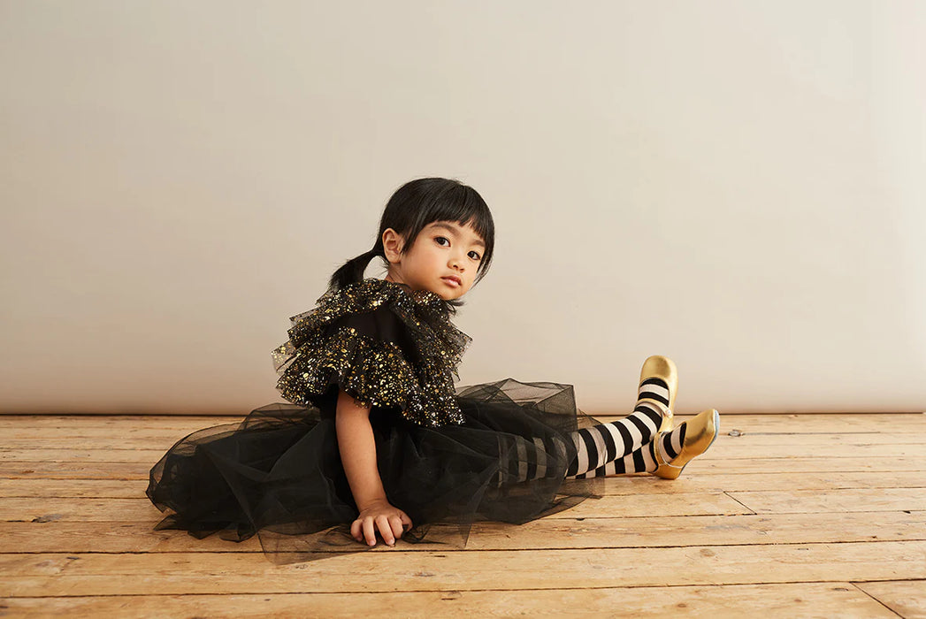 Bob & Blossom:  Black & Gold Sparkle Layer Cape