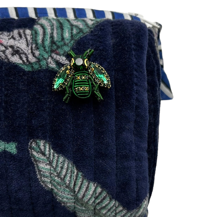 Sixton London: Madagascar Make Up Bag in Blue with Insect Brooch