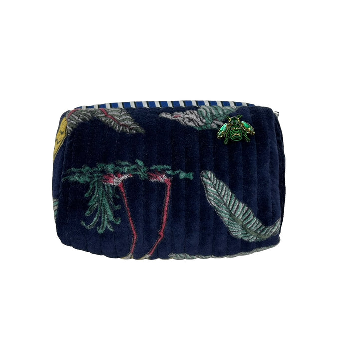 Sixton London: Madagascar Make Up Bag in Blue with Insect Brooch