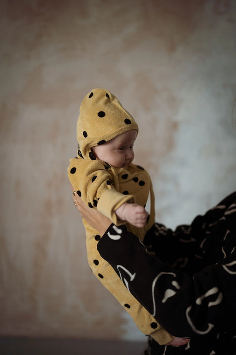 Another Fox: Camel Spot Terry Towel Bonnet - 0-6m