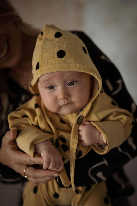 Another Fox: Camel Spot Terry Towel Bonnet - 0-6m