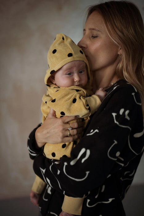 Another Fox: Camel Spot Terry Towel Bonnet - 0-6m