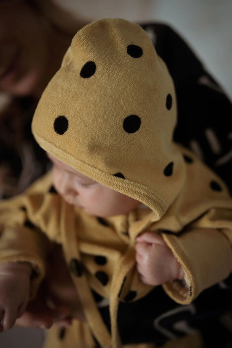 Another Fox: Camel Spot Terry Towel Bonnet - 0-6m