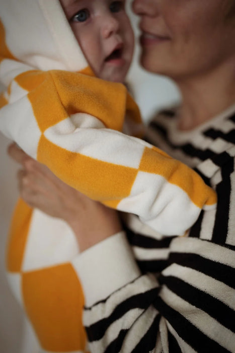 Another Fox: Checkerboard Fleece Baby Pramsuit