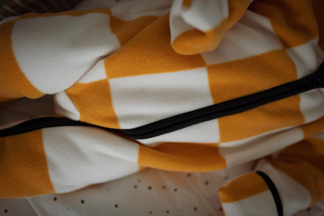 Another Fox: Checkerboard Fleece Baby Pramsuit