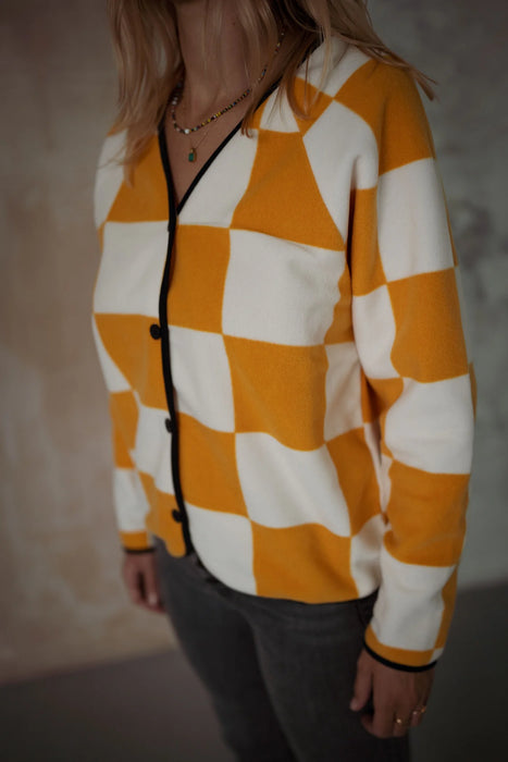 Another Fox: Checkerboard Polar Fleece Cardigan - Adult
