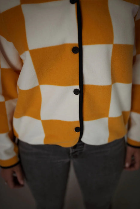 Another Fox: Checkerboard Polar Fleece Cardigan - Adult