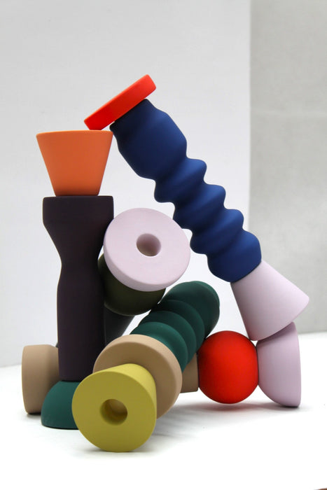 Stacks - Cobalt Tall Candlestick