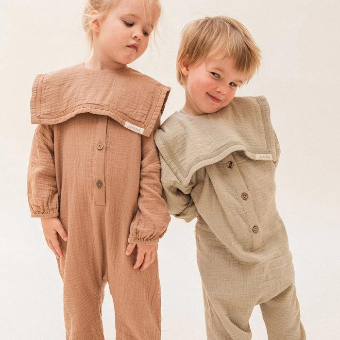 Claude & Co: Gauze Jumpsuit and Collar - Fawn