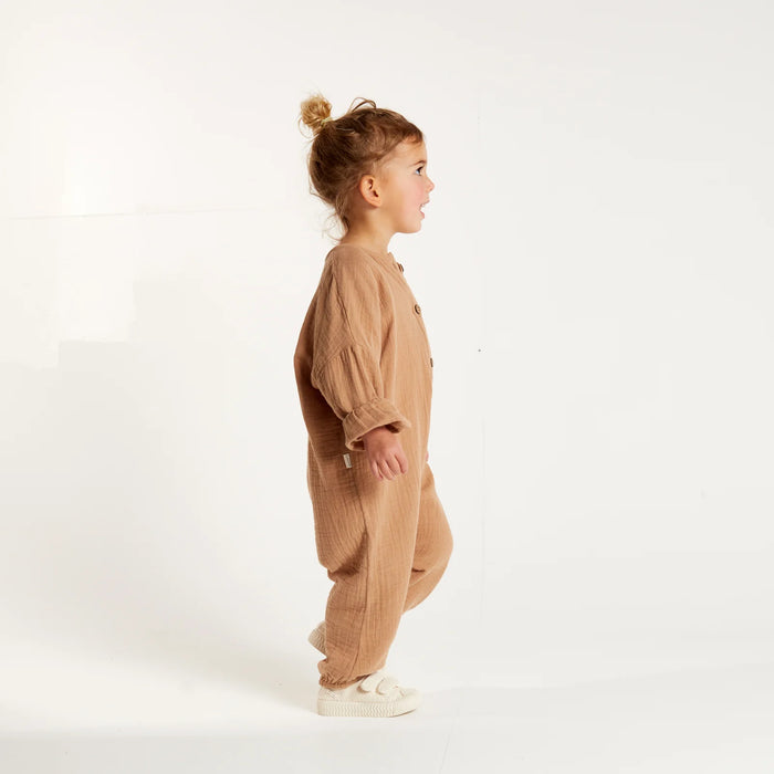 Claude & Co: Gauze Jumpsuit and Collar - Fawn
