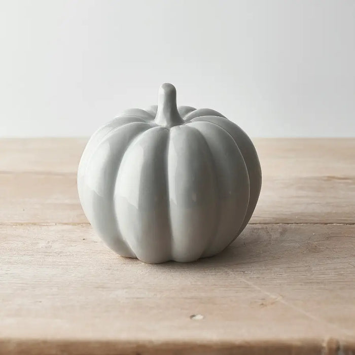Grey Ceramic Pumpkin, 10cm