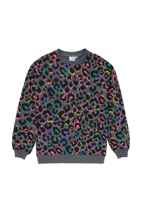 Scamp & Dude: Grey with Rainbow Shadow Leopard Oversized Sweatshirt