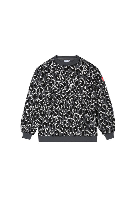 Scamp & Dude: Grey with Black and Silver Foil Leopard Oversized Sweatshirt