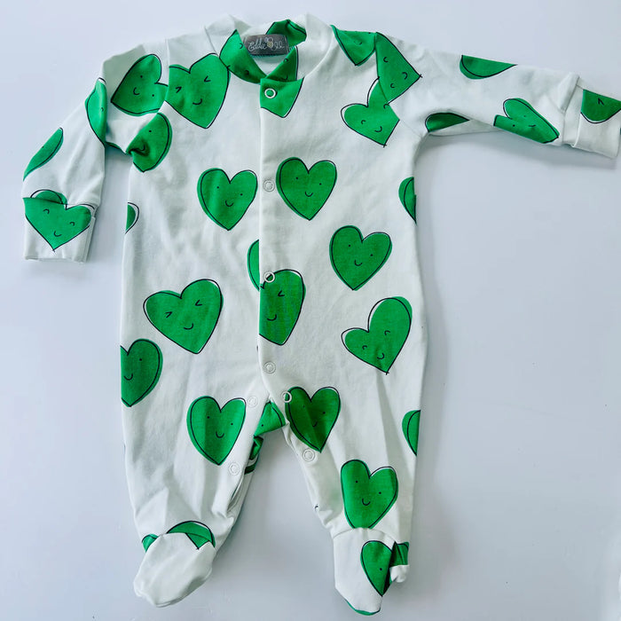 Eddie & Bee: Organic Cotton Baby Sleepsuit - Happy Hearts