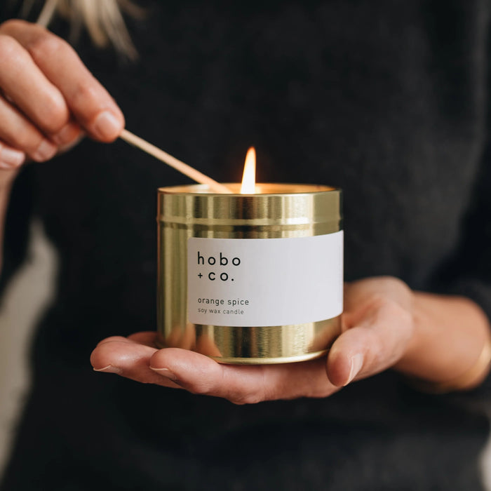 Christmas Orange Spice Large Gold Tin Soy Candle
