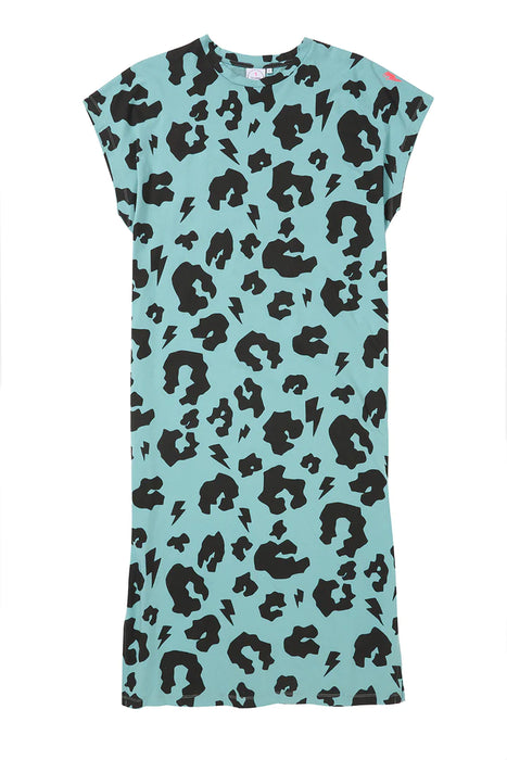 Scamp & Dude: Khaki with Black Leopard Midi T-Shirt Dress