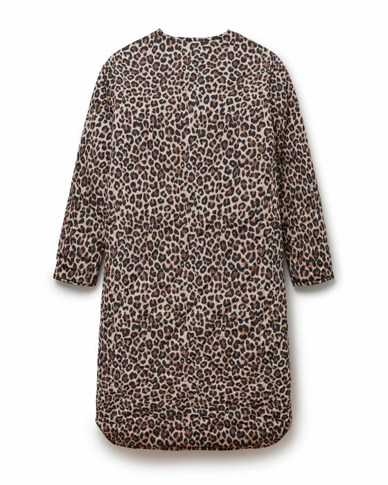 Reversible Longline Padded Coat In Leopard Print And Black