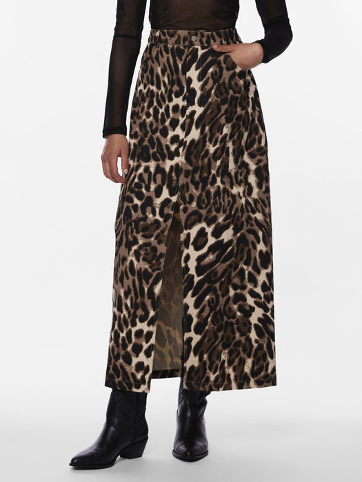 High Waisted Leopard Maxi Skirt