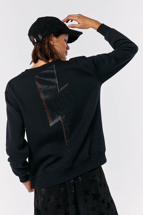 Scamp & Dude: Washed Black with Studded Lightning Bolt Oversized Sweatshirt