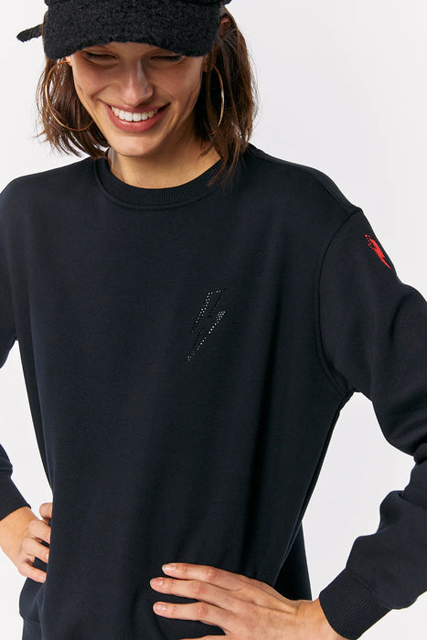 Scamp & Dude: Washed Black with Studded Lightning Bolt Oversized Sweatshirt