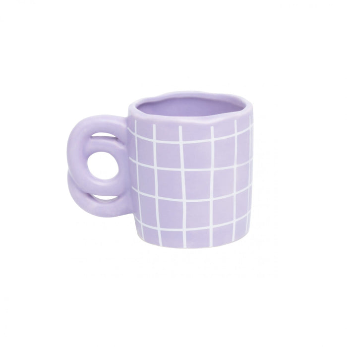 Handmade Grid Mug - Lilac