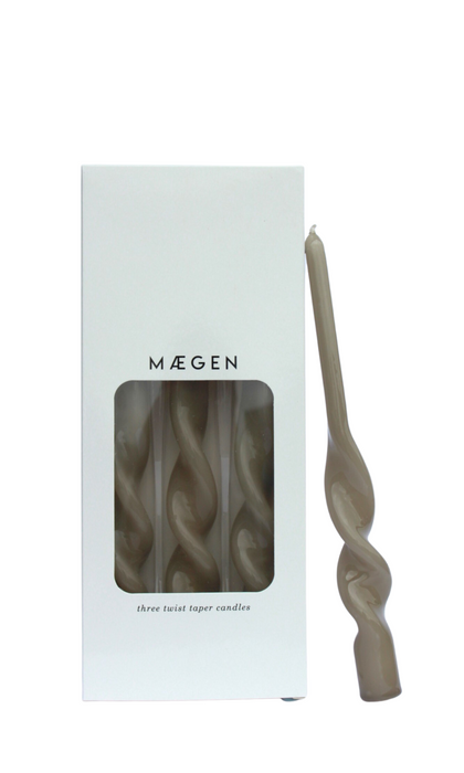 Maegen Twisted Taper Candle - Mink 3 pack