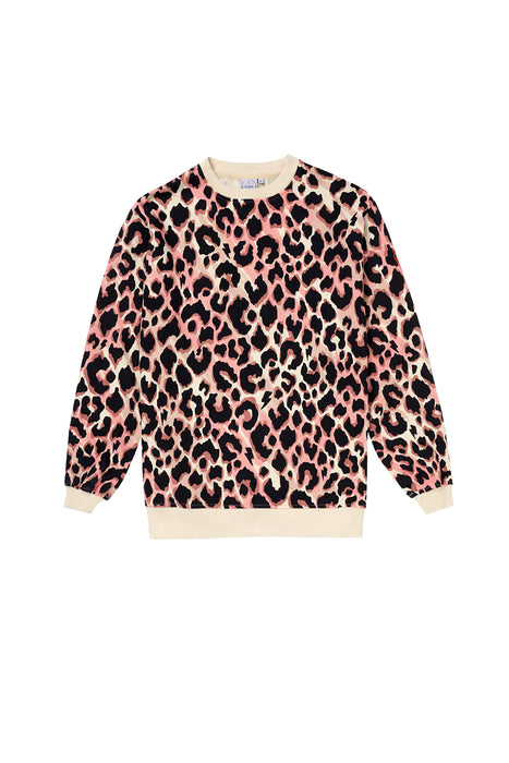 Scamp & Dude: Mixed Neutral with Black Shadow Leopard Oversized Sweatshirt