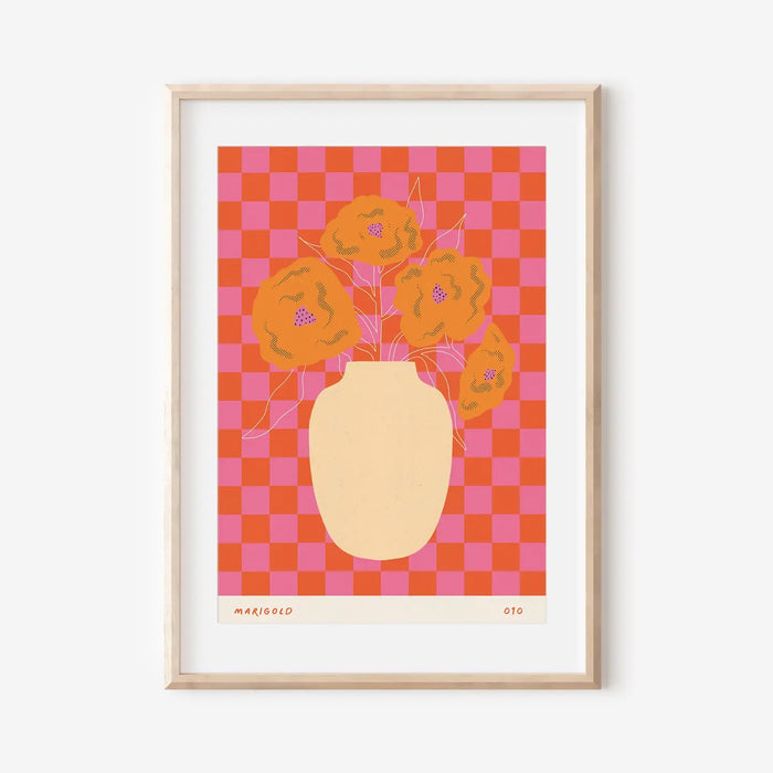 Marigold October Birth Flower Print - A4