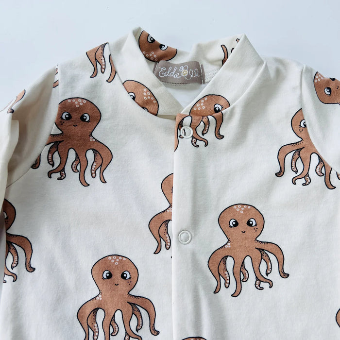Eddie & Bee: Organic Cotton Baby Sleepsuit - Baby Octopus
