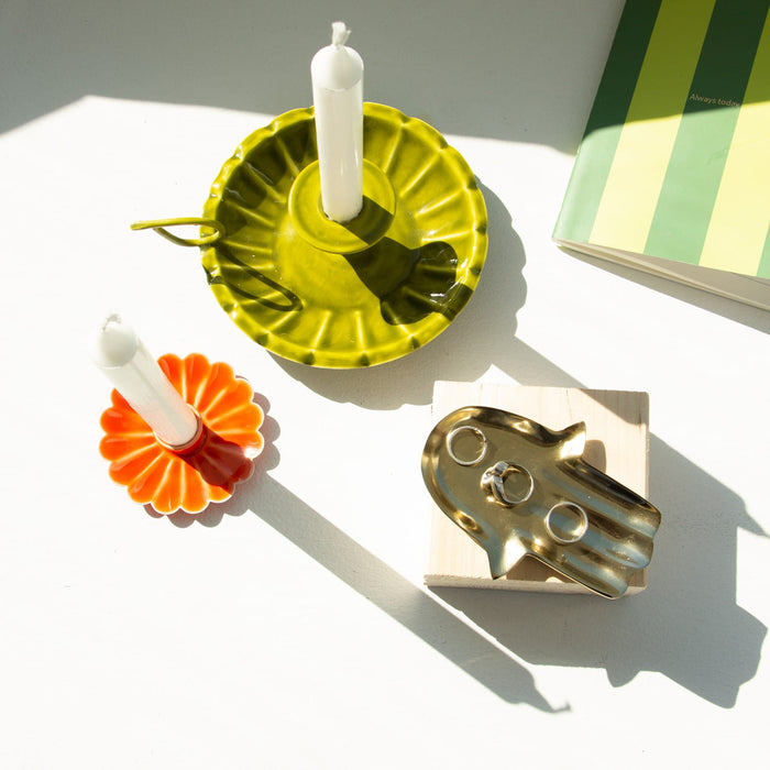 Orange Flower Candle Holder