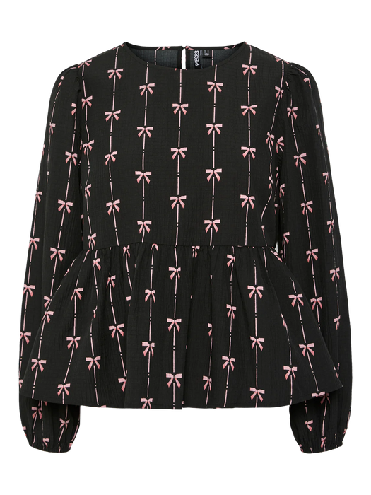 Black With Pink Bow Print Top
