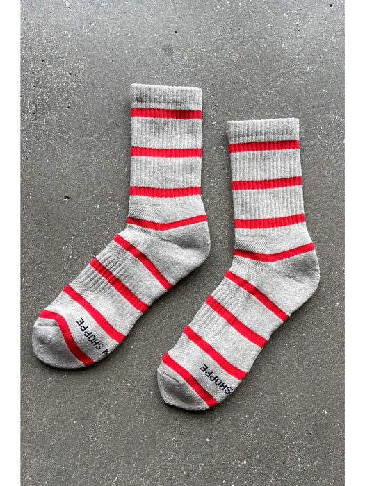 Le Bon Shoppe: Striped Boyfriend Socks - Red Stripe