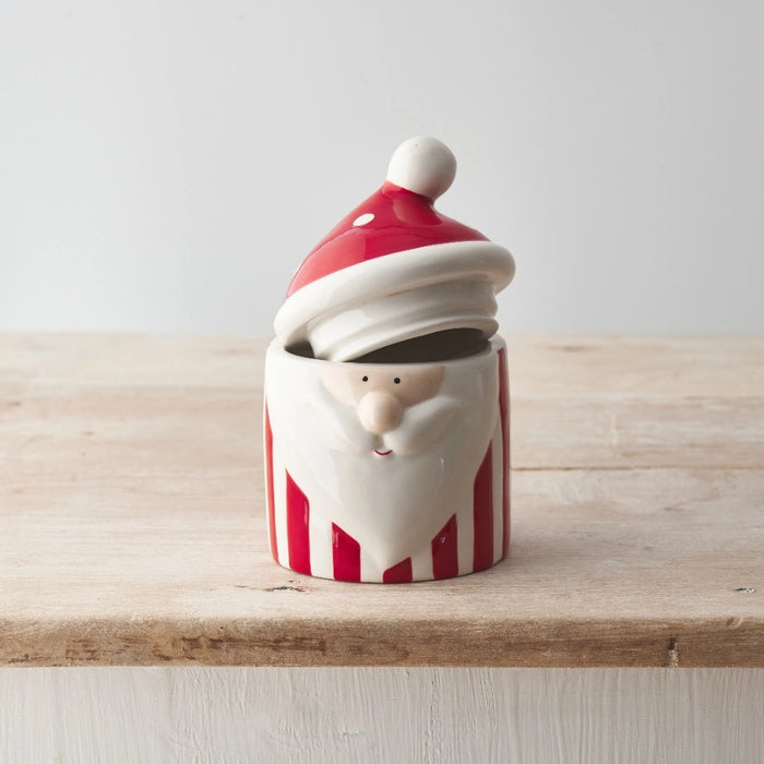 Red Stripe Santa Container
