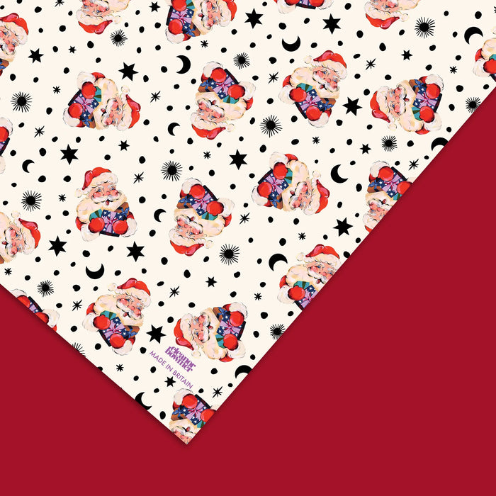 Santa Star Christmas Gift Wrap - one sheet