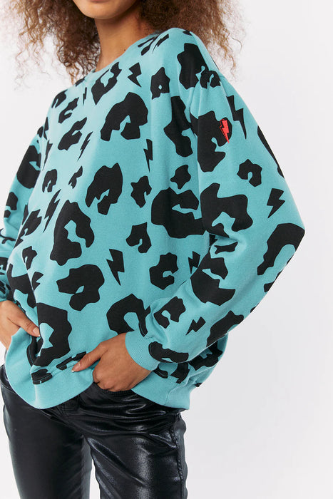 Scamp & Dude: Khaki with Black Leopard Oversized Sweatshirt - Adult