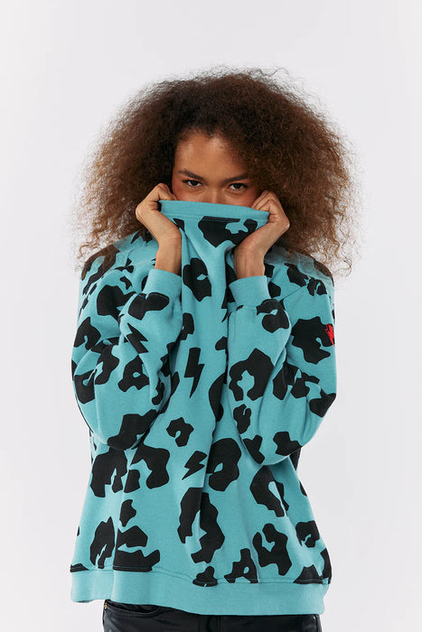 Scamp & Dude: Khaki with Black Leopard Oversized Sweatshirt - Adult