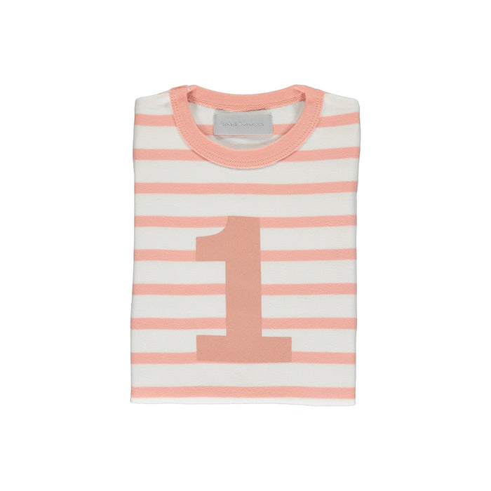 Bob & Blossom: Shrimp & White Breton Striped Number 1 T Shirt