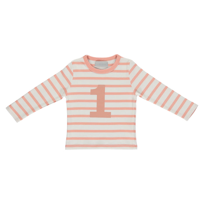 Bob & Blossom: Shrimp & White Breton Striped Number 1 T Shirt
