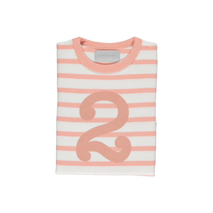 Bob & Blossom: Shrimp & White Breton Striped Number 2 T Shirt