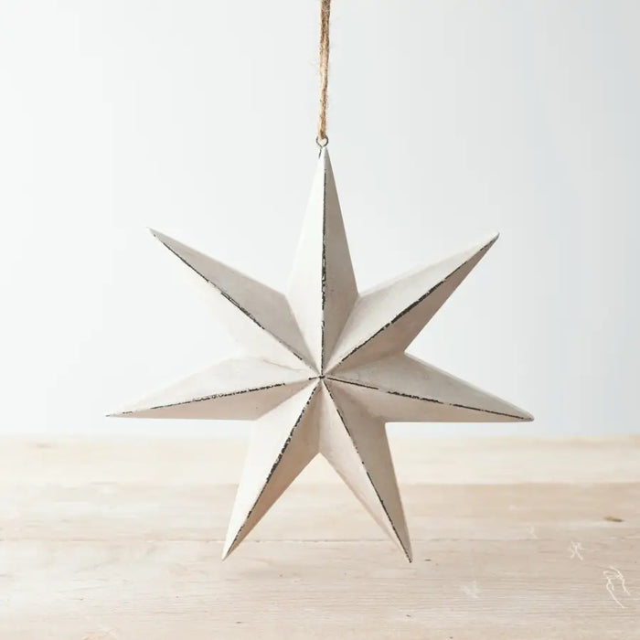 Rustic White Hanging Star, 36cm