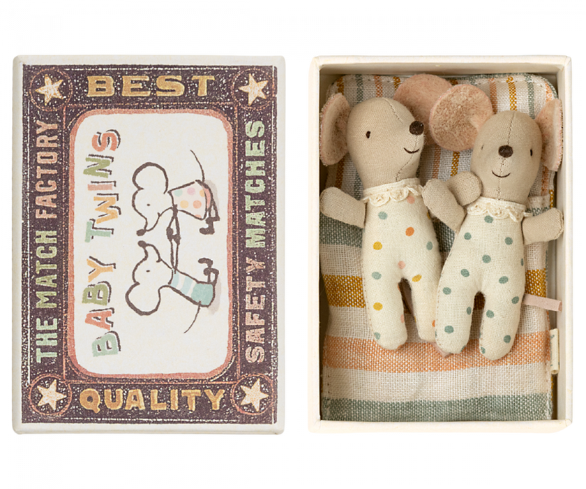Maileg: Twins, Baby mice in matchbox